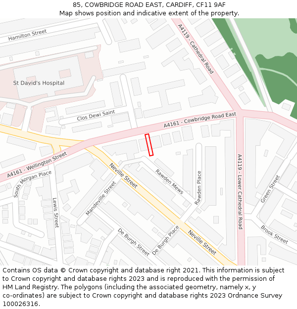 85, COWBRIDGE ROAD EAST, CARDIFF, CF11 9AF: Location map and indicative extent of plot