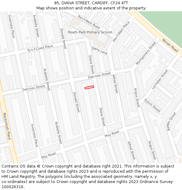 85, DIANA STREET, CARDIFF, CF24 4TT: Location map and indicative extent of plot