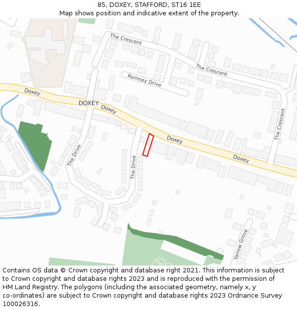 85, DOXEY, STAFFORD, ST16 1EE: Location map and indicative extent of plot