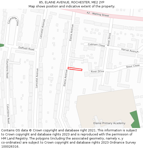 85, ELAINE AVENUE, ROCHESTER, ME2 2YP: Location map and indicative extent of plot