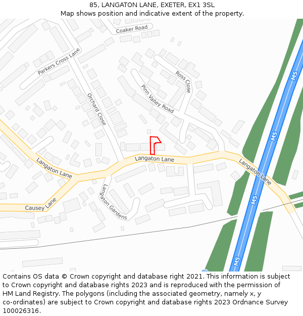 85, LANGATON LANE, EXETER, EX1 3SL: Location map and indicative extent of plot