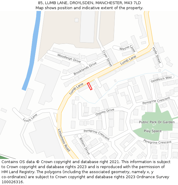 85, LUMB LANE, DROYLSDEN, MANCHESTER, M43 7LD: Location map and indicative extent of plot