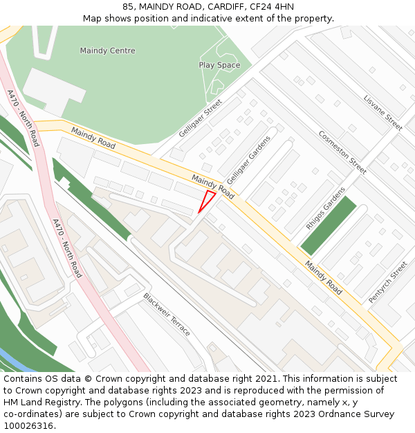 85, MAINDY ROAD, CARDIFF, CF24 4HN: Location map and indicative extent of plot