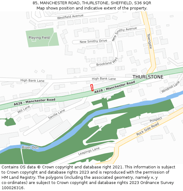 85, MANCHESTER ROAD, THURLSTONE, SHEFFIELD, S36 9QR: Location map and indicative extent of plot
