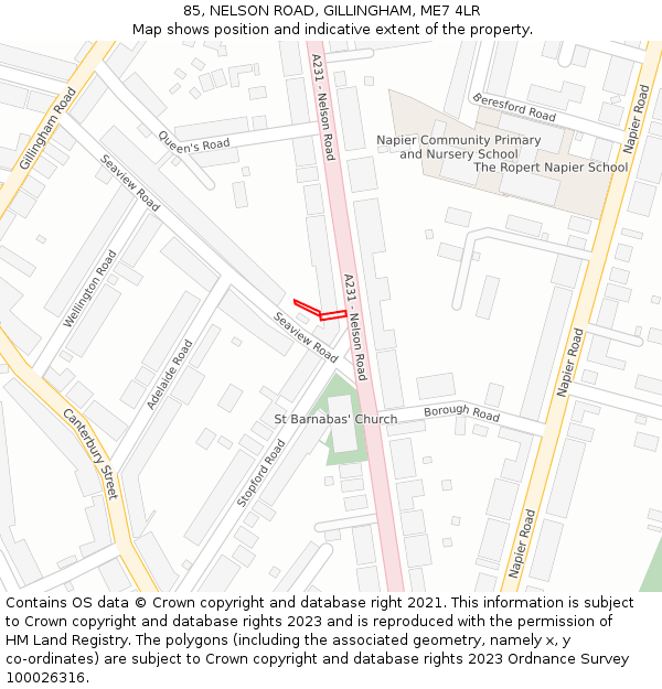 85, NELSON ROAD, GILLINGHAM, ME7 4LR: Location map and indicative extent of plot