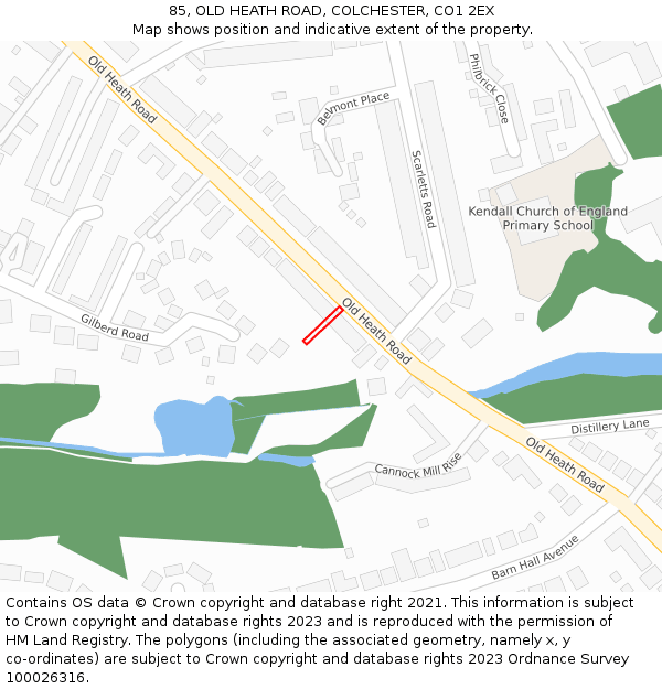 85, OLD HEATH ROAD, COLCHESTER, CO1 2EX: Location map and indicative extent of plot