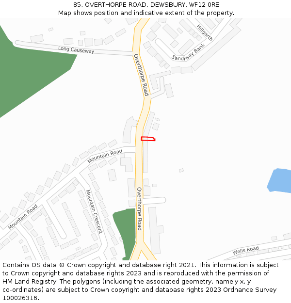85, OVERTHORPE ROAD, DEWSBURY, WF12 0RE: Location map and indicative extent of plot