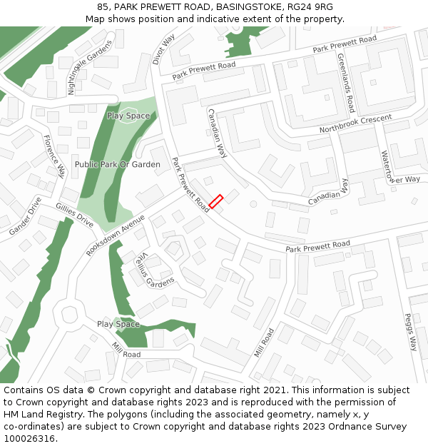 85, PARK PREWETT ROAD, BASINGSTOKE, RG24 9RG: Location map and indicative extent of plot