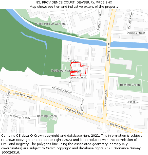 85, PROVIDENCE COURT, DEWSBURY, WF12 9HX: Location map and indicative extent of plot