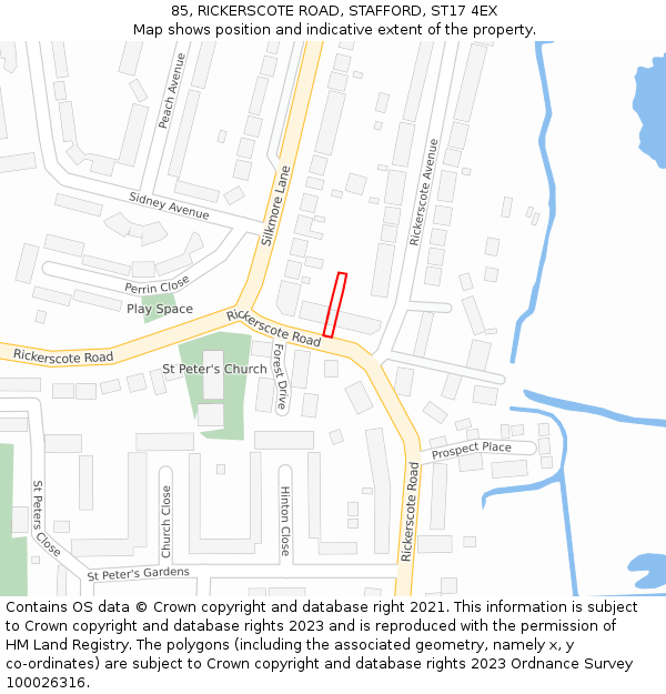 85, RICKERSCOTE ROAD, STAFFORD, ST17 4EX: Location map and indicative extent of plot
