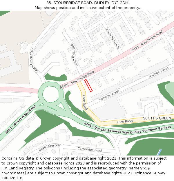 85, STOURBRIDGE ROAD, DUDLEY, DY1 2DH: Location map and indicative extent of plot