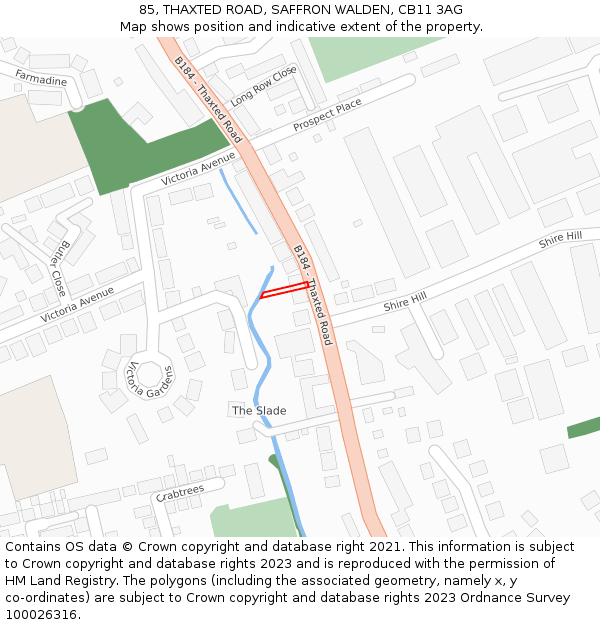 85, THAXTED ROAD, SAFFRON WALDEN, CB11 3AG: Location map and indicative extent of plot