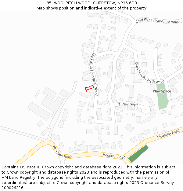 85, WOOLPITCH WOOD, CHEPSTOW, NP16 6DR: Location map and indicative extent of plot