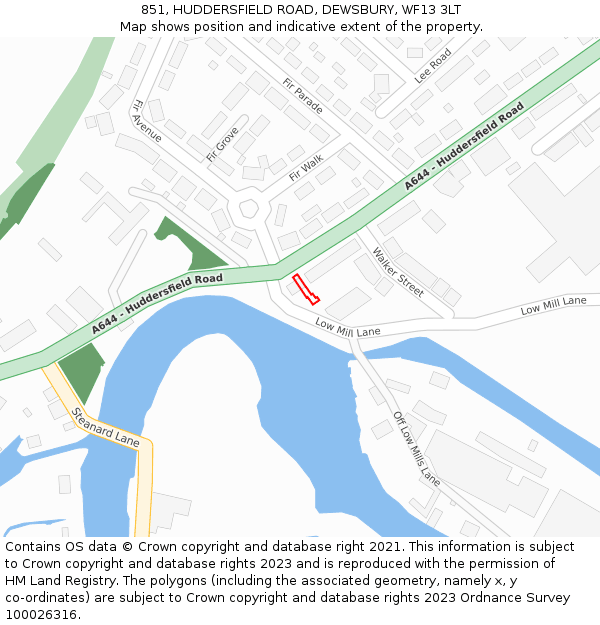851, HUDDERSFIELD ROAD, DEWSBURY, WF13 3LT: Location map and indicative extent of plot