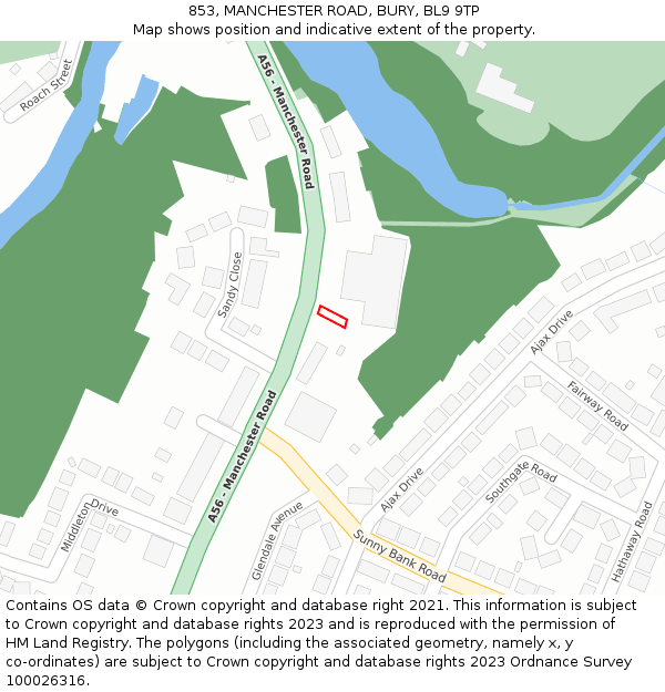 853, MANCHESTER ROAD, BURY, BL9 9TP: Location map and indicative extent of plot