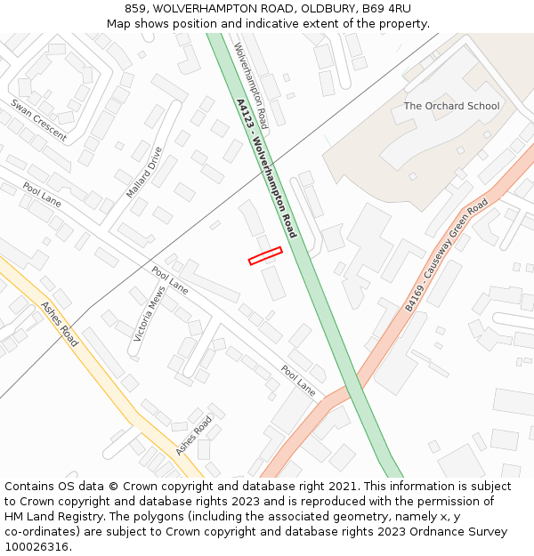 859, WOLVERHAMPTON ROAD, OLDBURY, B69 4RU: Location map and indicative extent of plot