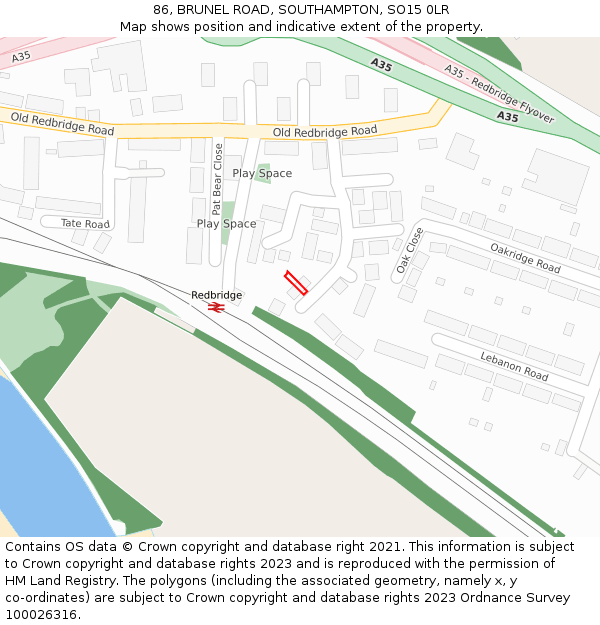 86, BRUNEL ROAD, SOUTHAMPTON, SO15 0LR: Location map and indicative extent of plot