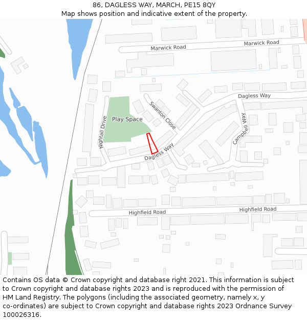 86, DAGLESS WAY, MARCH, PE15 8QY: Location map and indicative extent of plot