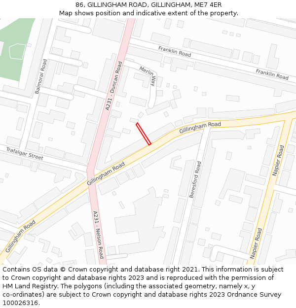 86, GILLINGHAM ROAD, GILLINGHAM, ME7 4ER: Location map and indicative extent of plot