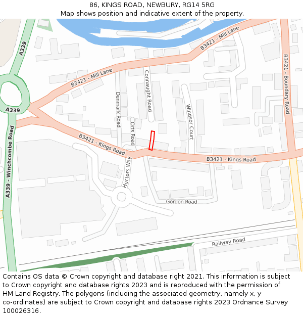 86, KINGS ROAD, NEWBURY, RG14 5RG: Location map and indicative extent of plot