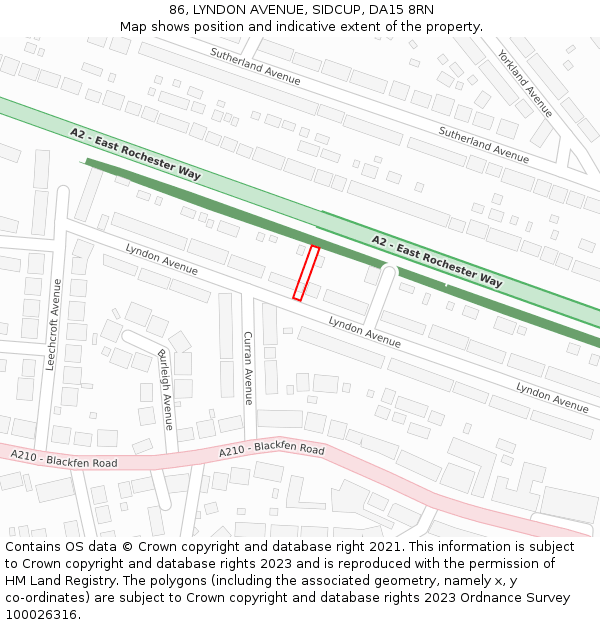 86, LYNDON AVENUE, SIDCUP, DA15 8RN: Location map and indicative extent of plot