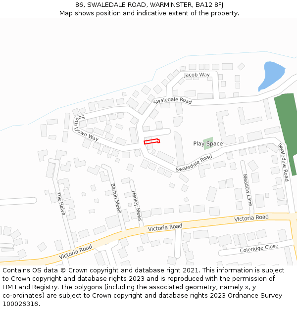 86, SWALEDALE ROAD, WARMINSTER, BA12 8FJ: Location map and indicative extent of plot