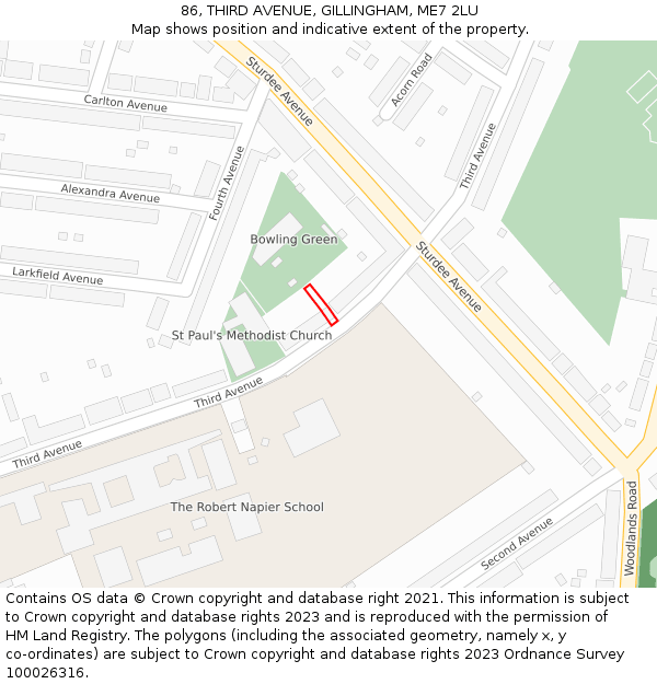 86, THIRD AVENUE, GILLINGHAM, ME7 2LU: Location map and indicative extent of plot