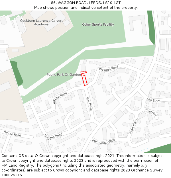 86, WAGGON ROAD, LEEDS, LS10 4GT: Location map and indicative extent of plot