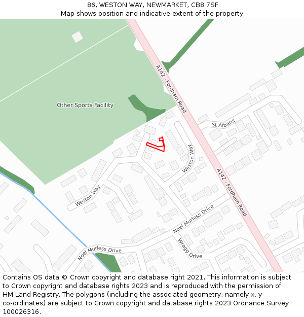 86, WESTON WAY, NEWMARKET, CB8 7SF: Location map and indicative extent of plot