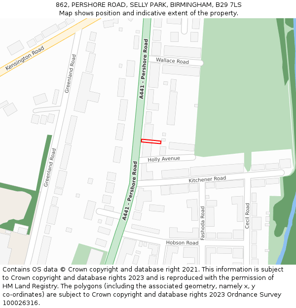 862, PERSHORE ROAD, SELLY PARK, BIRMINGHAM, B29 7LS: Location map and indicative extent of plot