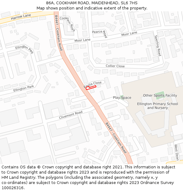 86A, COOKHAM ROAD, MAIDENHEAD, SL6 7HS: Location map and indicative extent of plot