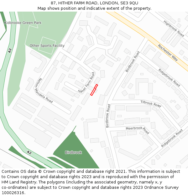 87, HITHER FARM ROAD, LONDON, SE3 9QU: Location map and indicative extent of plot