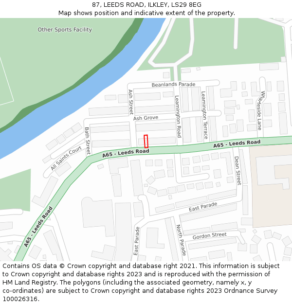 87, LEEDS ROAD, ILKLEY, LS29 8EG: Location map and indicative extent of plot