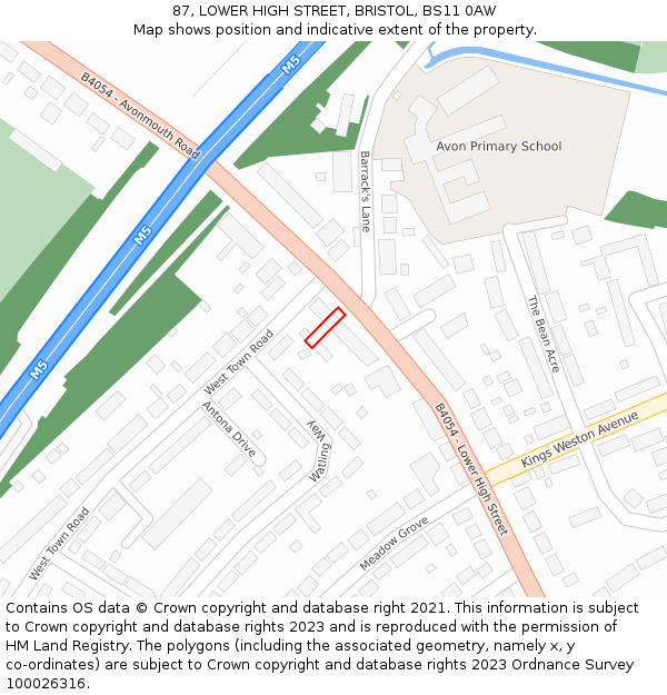 87, LOWER HIGH STREET, BRISTOL, BS11 0AW: Location map and indicative extent of plot