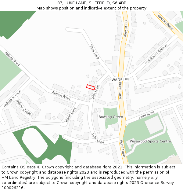 87, LUKE LANE, SHEFFIELD, S6 4BP: Location map and indicative extent of plot