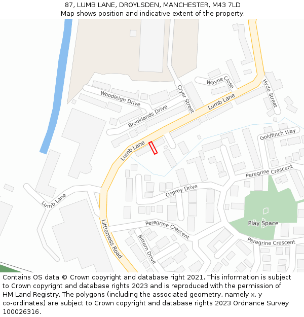 87, LUMB LANE, DROYLSDEN, MANCHESTER, M43 7LD: Location map and indicative extent of plot