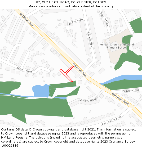 87, OLD HEATH ROAD, COLCHESTER, CO1 2EX: Location map and indicative extent of plot