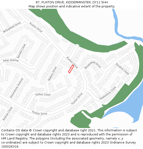 87, PUXTON DRIVE, KIDDERMINSTER, DY11 5HH: Location map and indicative extent of plot