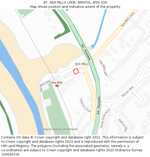 87, SEA MILLS LANE, BRISTOL, BS9 1DX: Location map and indicative extent of plot