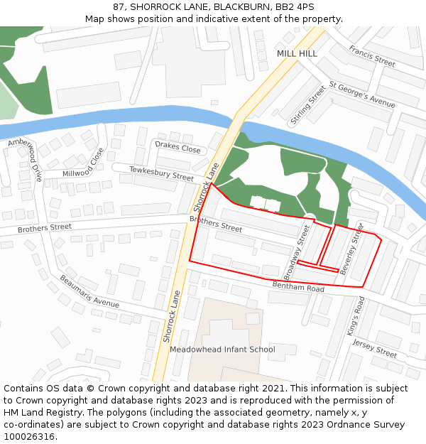 87, SHORROCK LANE, BLACKBURN, BB2 4PS: Location map and indicative extent of plot