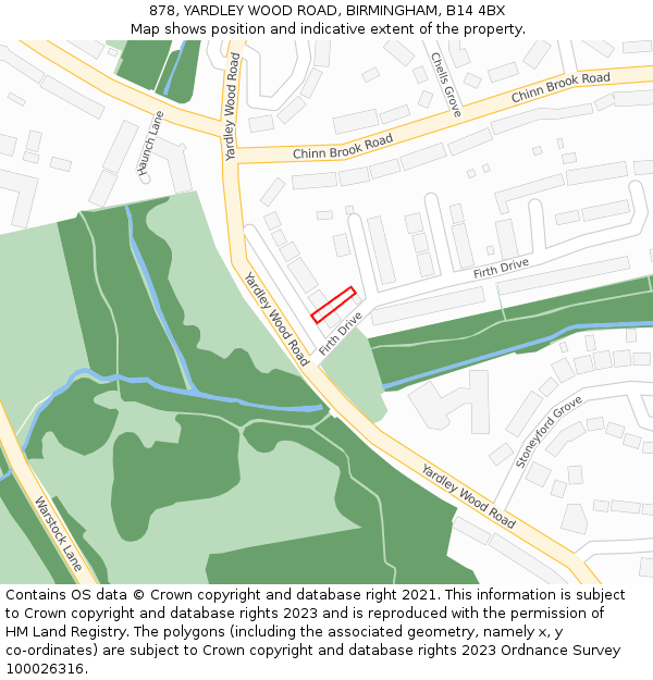 878, YARDLEY WOOD ROAD, BIRMINGHAM, B14 4BX: Location map and indicative extent of plot