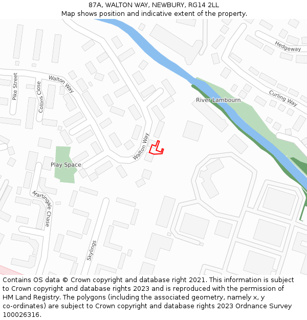87A, WALTON WAY, NEWBURY, RG14 2LL: Location map and indicative extent of plot