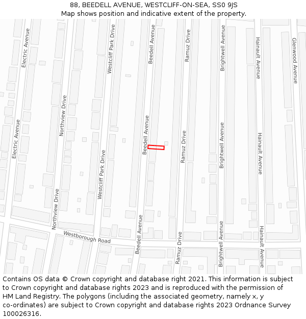 88, BEEDELL AVENUE, WESTCLIFF-ON-SEA, SS0 9JS: Location map and indicative extent of plot