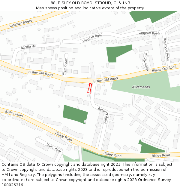 88, BISLEY OLD ROAD, STROUD, GL5 1NB: Location map and indicative extent of plot