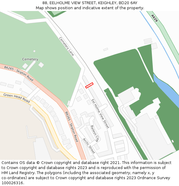 88, EELHOLME VIEW STREET, KEIGHLEY, BD20 6AY: Location map and indicative extent of plot