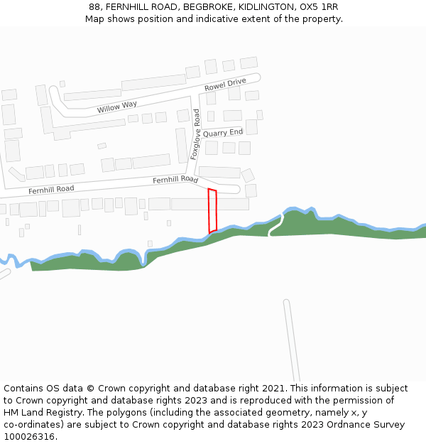 88, FERNHILL ROAD, BEGBROKE, KIDLINGTON, OX5 1RR: Location map and indicative extent of plot