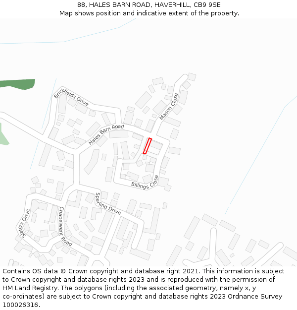 88, HALES BARN ROAD, HAVERHILL, CB9 9SE: Location map and indicative extent of plot