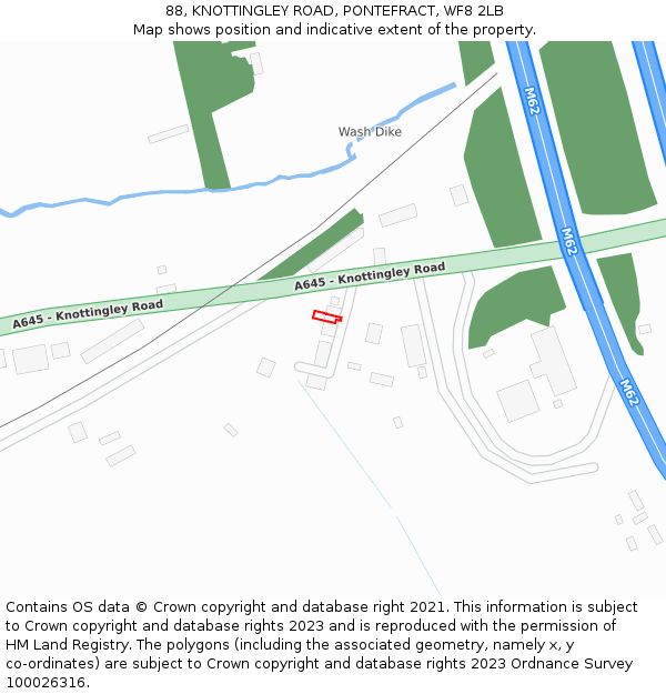 88, KNOTTINGLEY ROAD, PONTEFRACT, WF8 2LB: Location map and indicative extent of plot
