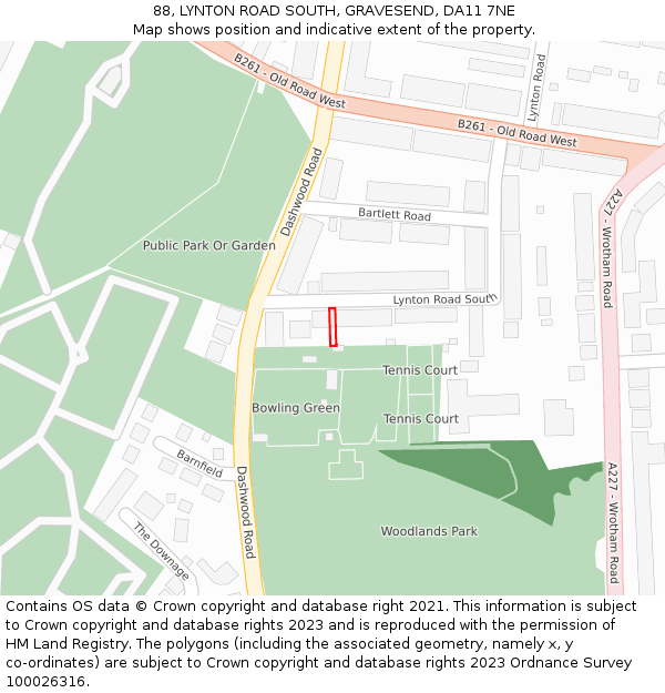88, LYNTON ROAD SOUTH, GRAVESEND, DA11 7NE: Location map and indicative extent of plot