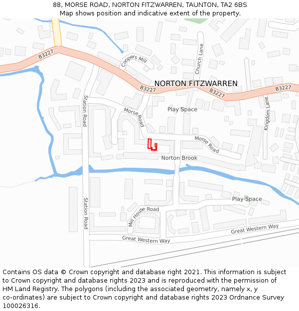 88, MORSE ROAD, NORTON FITZWARREN, TAUNTON, TA2 6BS: Location map and indicative extent of plot
